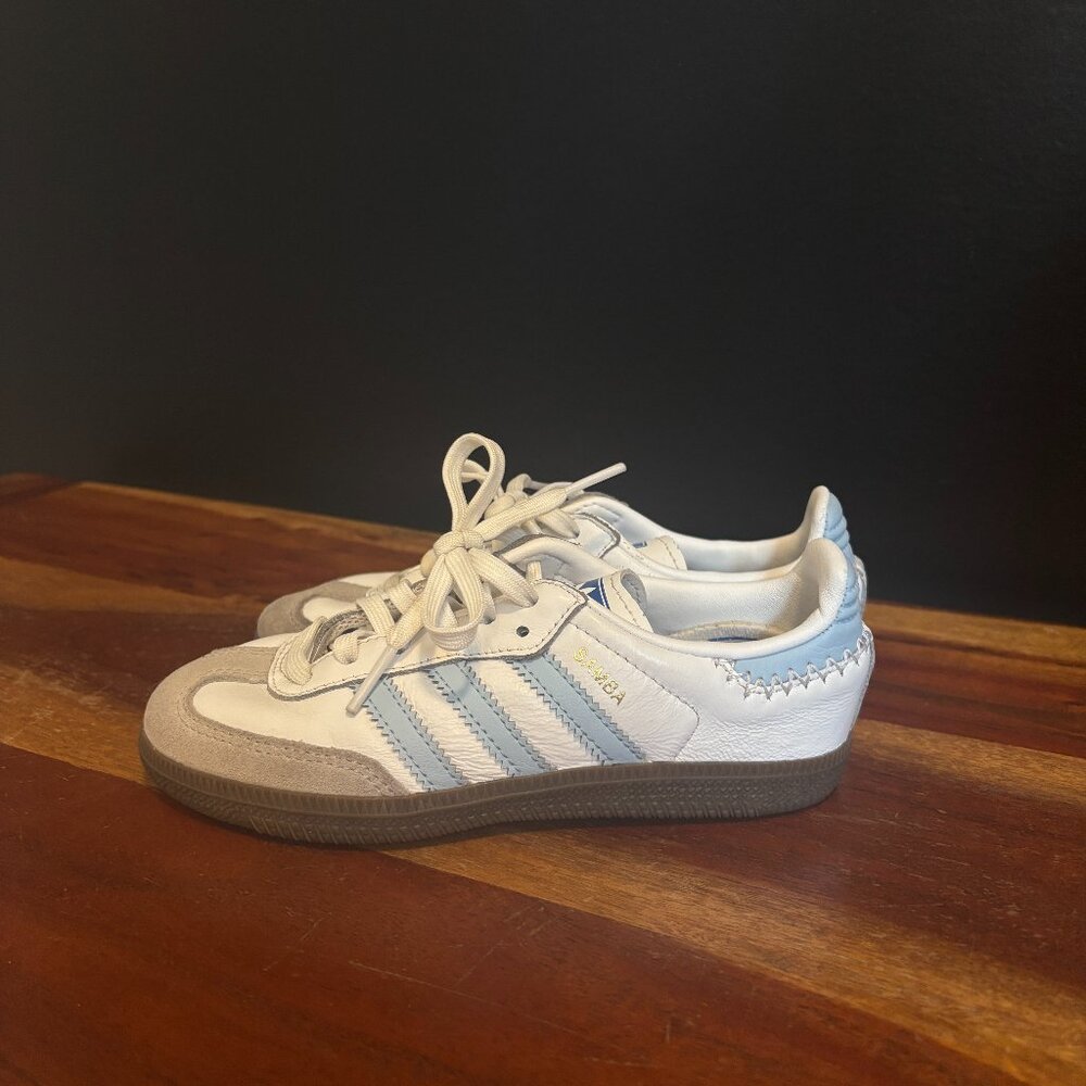 *Youth 12(Little Kid)*Adidas Samba OG Youth Cloud White Baby Blue